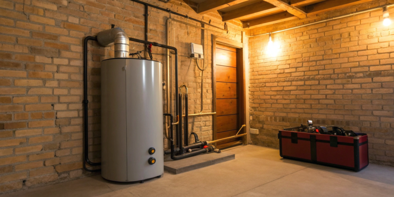 A residential boiler in a basement, a key factor in overall repair cost.
